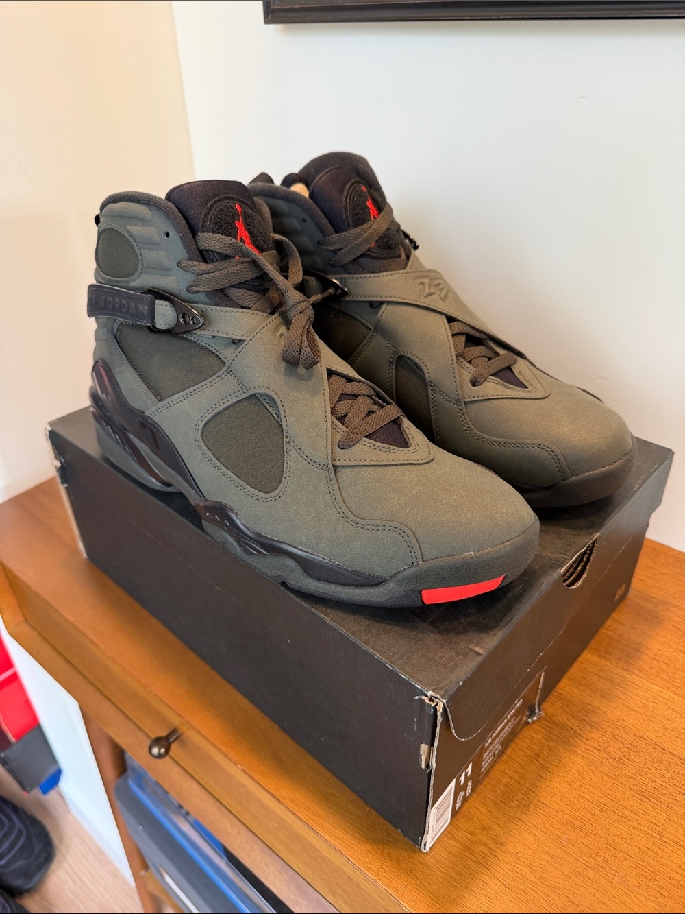 Air Jordan Men’s Retro 8 “Take Flight Undefeated” Olive Green Basketball Shoes